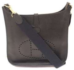 Hermes Evelyne GM Black Clemence Leather GHW Shoulder Bag, 2004