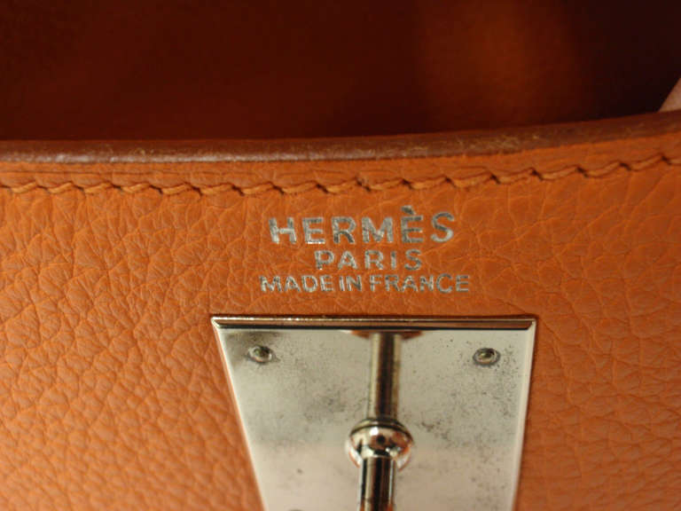 HERMES KELLY 32cm Orance Clemence Palladium Hardware Shoulder Handbag, Year 2003 1