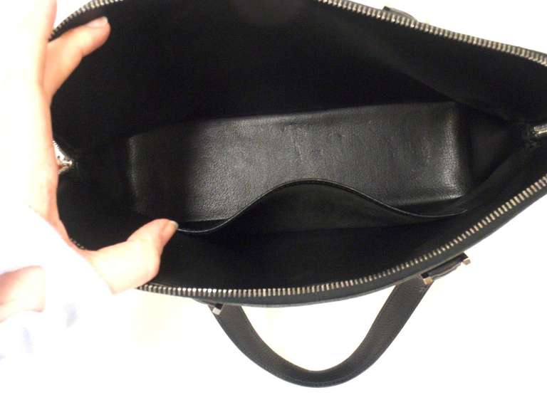HERMES Escapade Black Chevre Leather Palladium Hardware Handbag For Sale 1