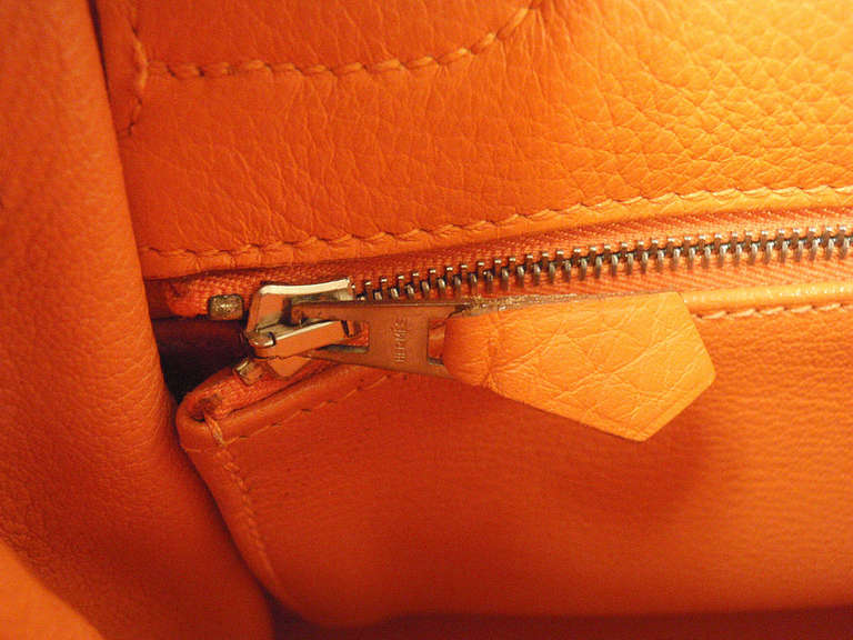 HERMES KELLY 32cm Orance Clemence Palladium Hardware Shoulder Handbag, Year 2003 2