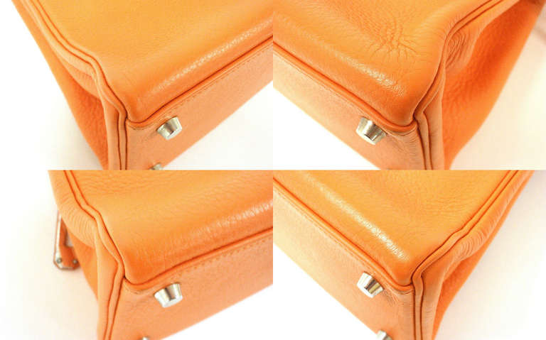 HERMES KELLY 32cm Orance Clemence Palladium Hardware Shoulder Handbag, Year 2003 4