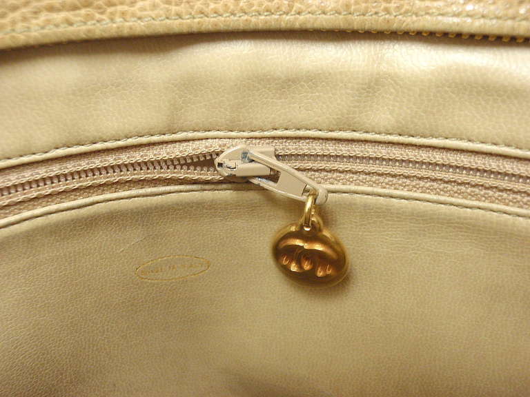 Brown CHANEL Gold Caviar Logo Leather Handbag, 1991-1994