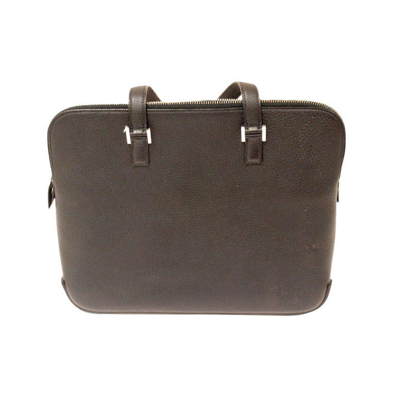 HERMES Escapade Black Chevre Leather Palladium Hardware Handbag