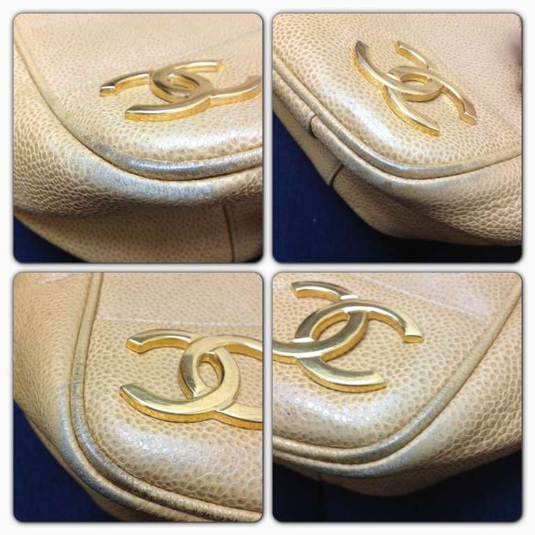 CHANEL Gold Caviar Logo Leather Handbag, 1991-1994 1