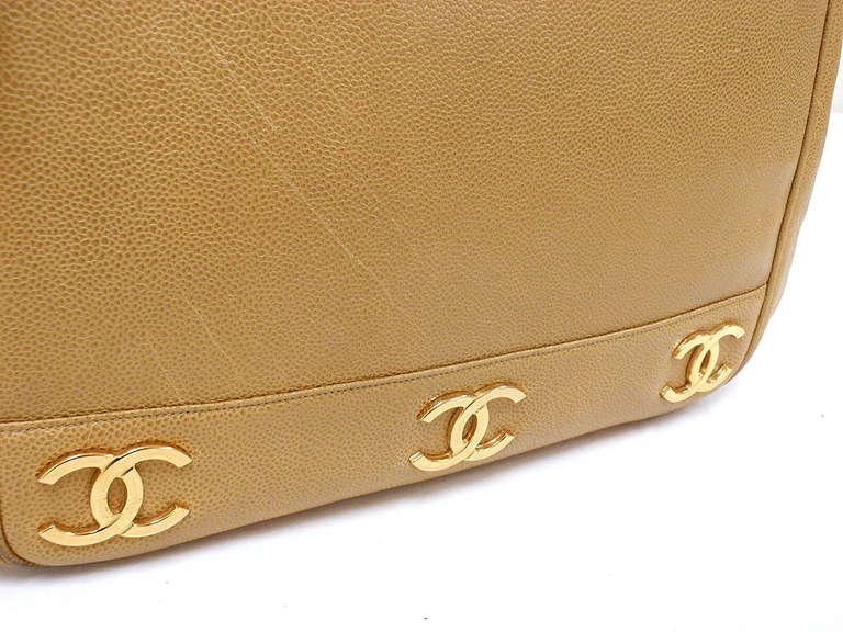 CHANEL Gold Caviar Logo Leather Handbag, 1991-1994 4