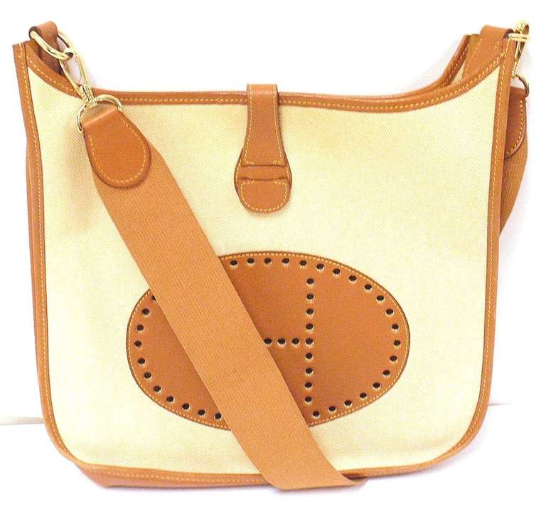 Hermes Evelyne GM Two Tone Tan Courchevel  Leather Shoulder Bag, 1997 5