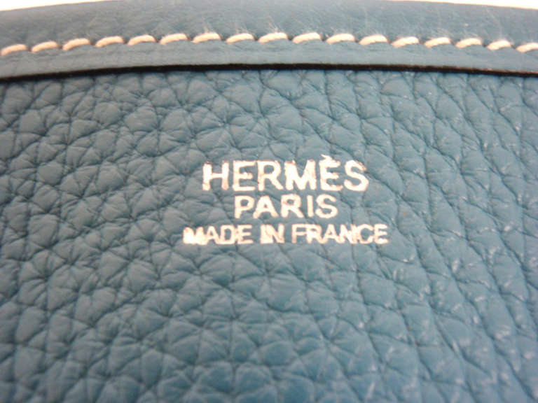 Women's Hermes Evelyne PM Blue Jean Clemence Leather SHW Shoulder Bag, 2005