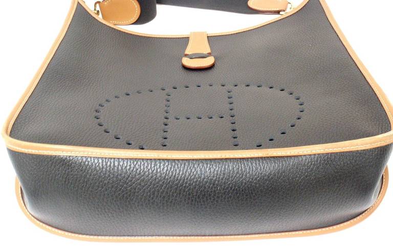 Hermes Evelyne GM Two Tone Black Clemence Barenia Leather GHW Shoulder Bag, 1996 1
