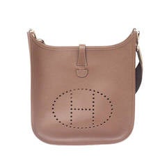 HERMES Evelyne PM Brown Epsom Leather SHW Shoulder Bag, 2005