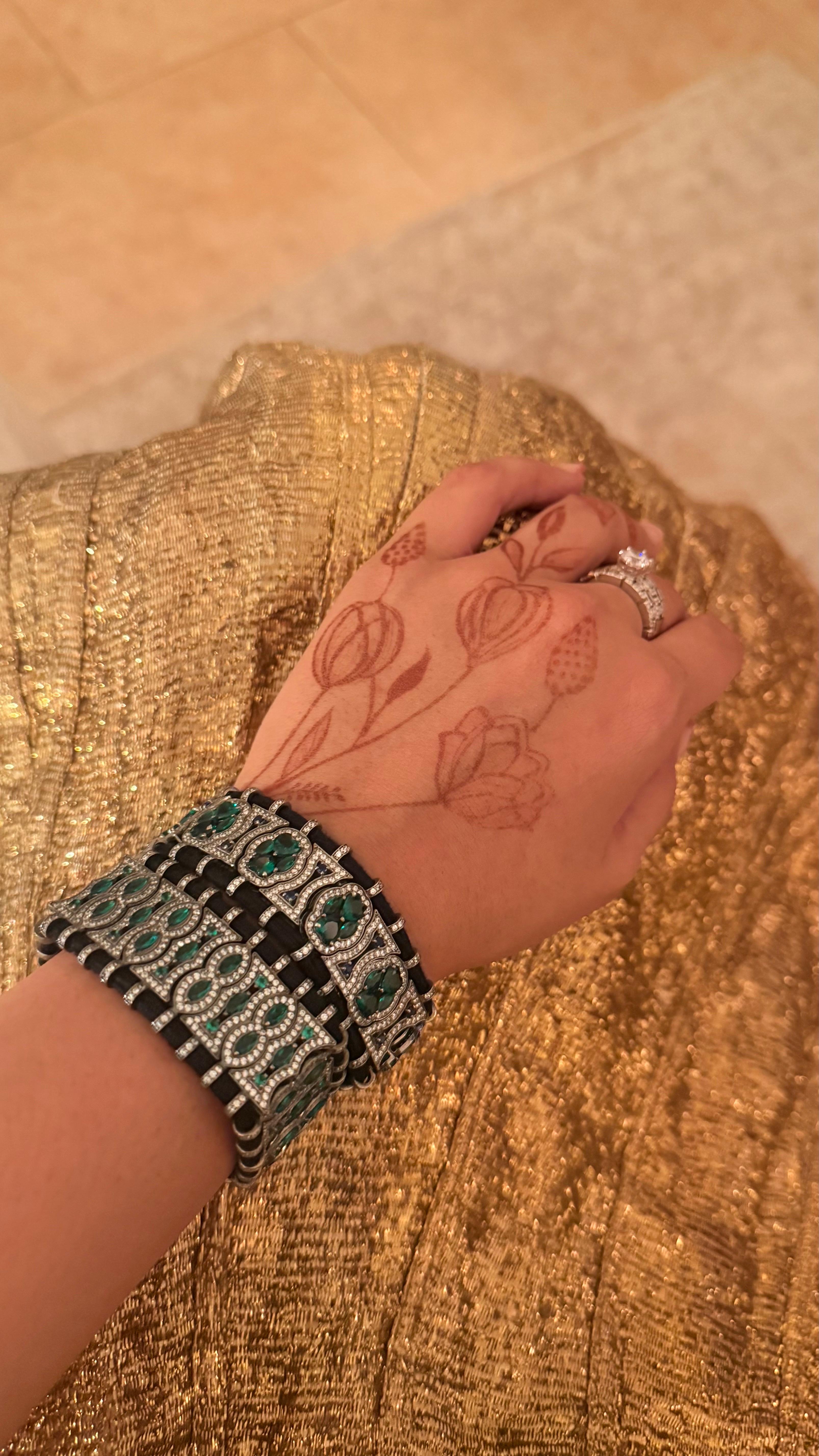 Art Nouveau Eleganza del braccialetto retrò con filo di macramè con zirconi per la festa della mamma in vendita