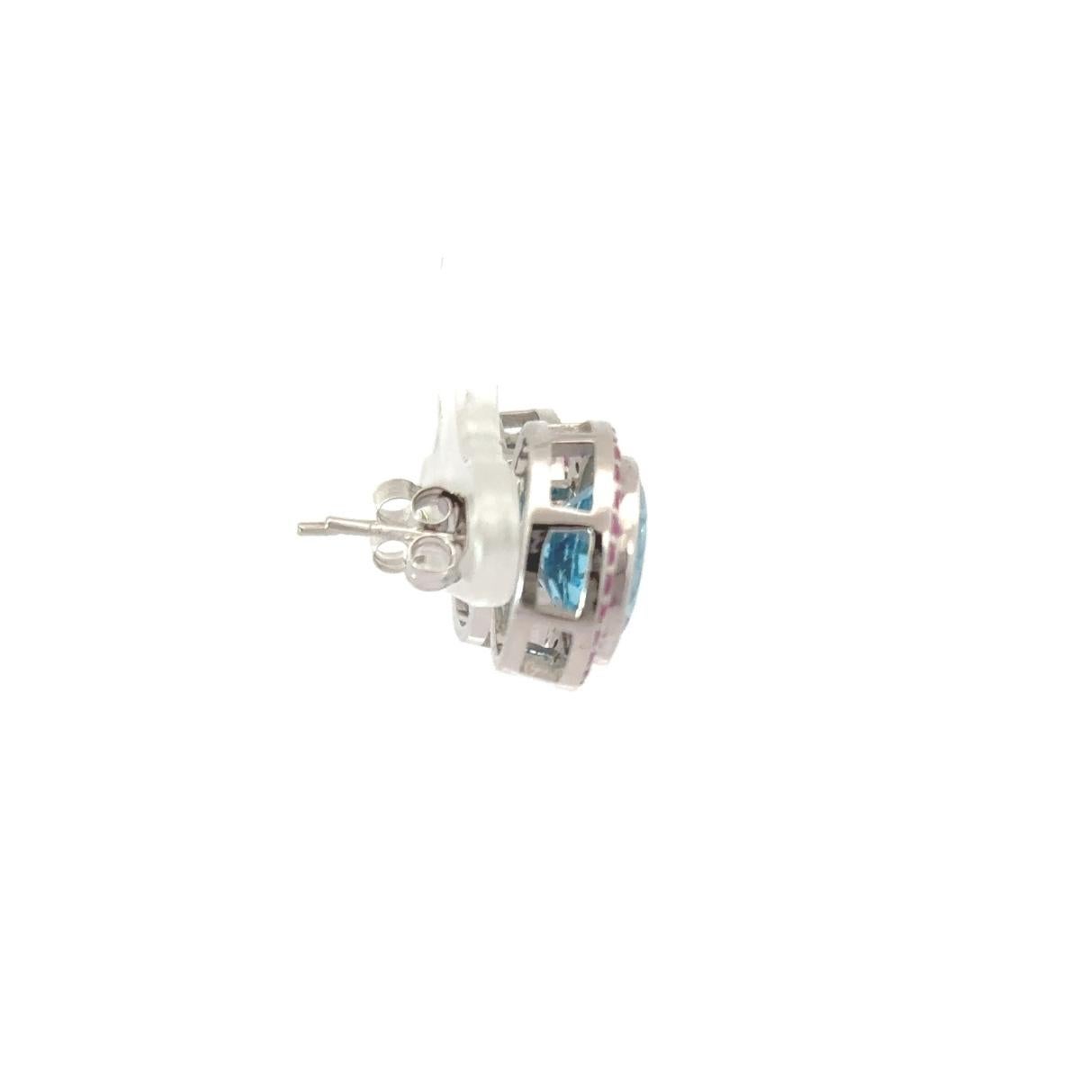 Art Nouveau Audace Topazio Blu e Orecchini a cono di Rubino Regalo per Donne in Argento Sterling 925 in vendita