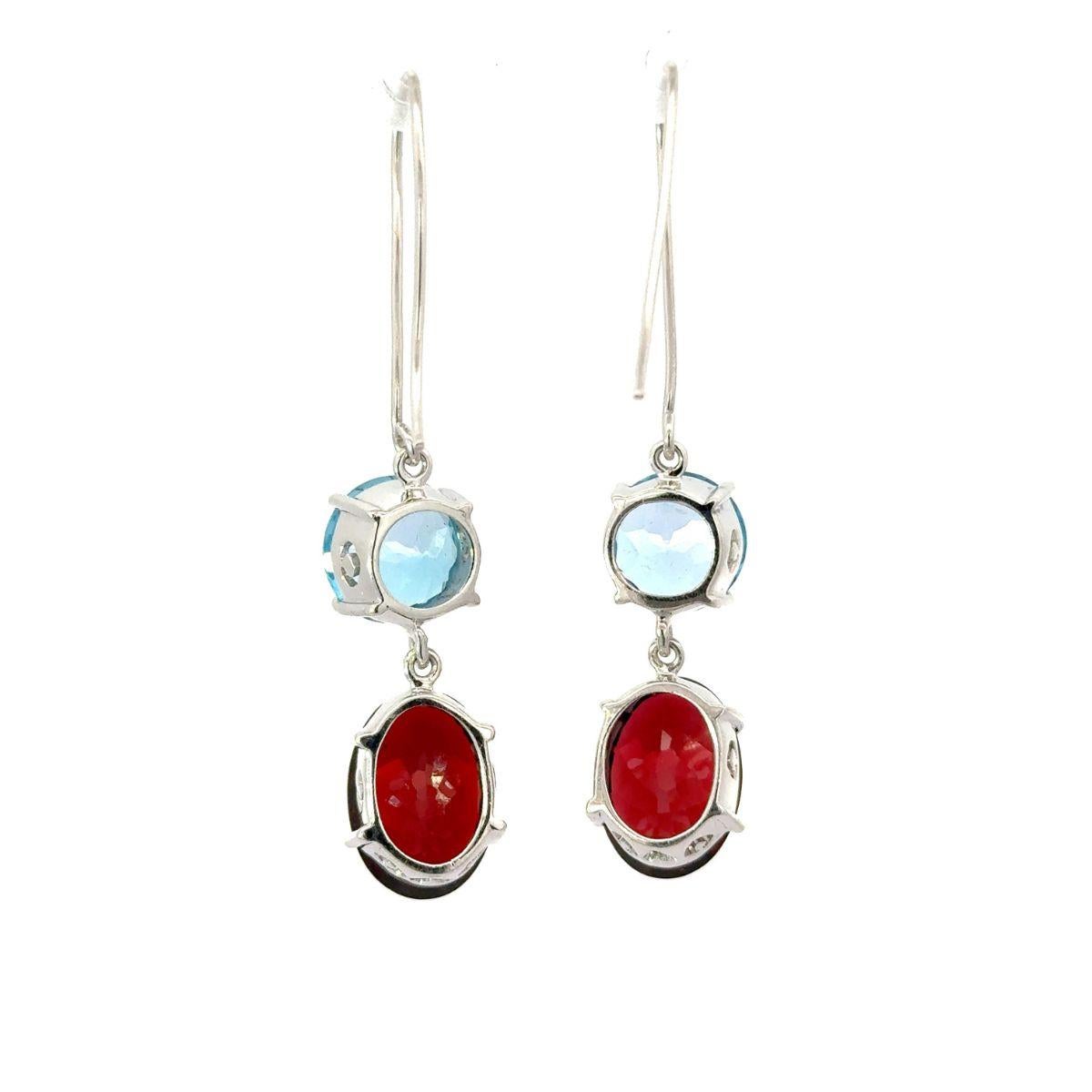 Orecchini in argento 925 con granato naturale e topazio a due pietre penzolanti Regalo per le donne In condizioni Nuovo in vendita a New York, NY