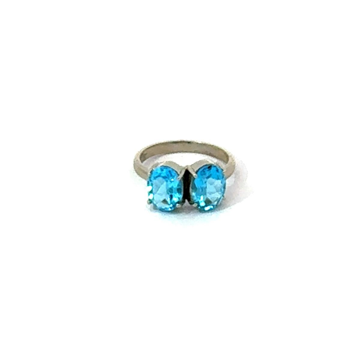 En venta: Anillo Toi et Moi de Plata de Ley con Doble Topacio Azul Joyas para Ella  6