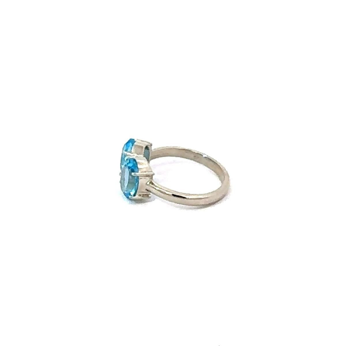 En venta: Anillo Toi et Moi de Plata de Ley con Doble Topacio Azul Joyas para Ella  2
