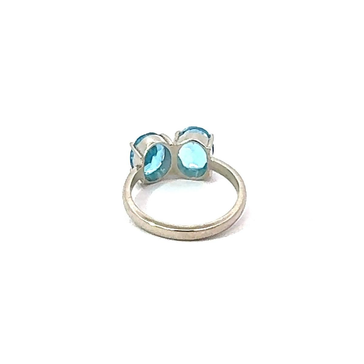 En venta: Anillo Toi et Moi de Plata de Ley con Doble Topacio Azul Joyas para Ella  5