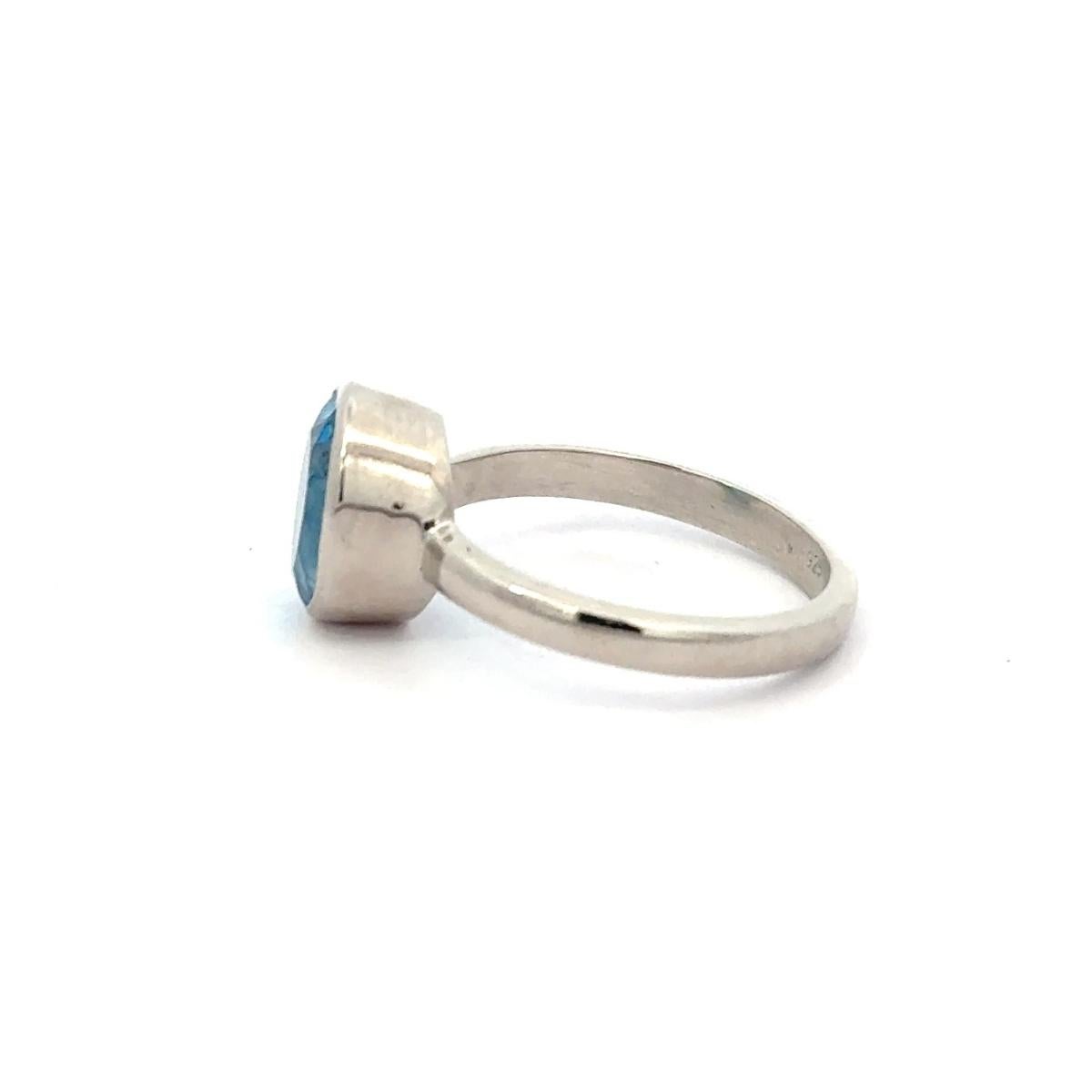 in vendita:  Anello a fascia solitario modernista con topazio blu cielo in argento 925 Regalo di gioielli unisex 2