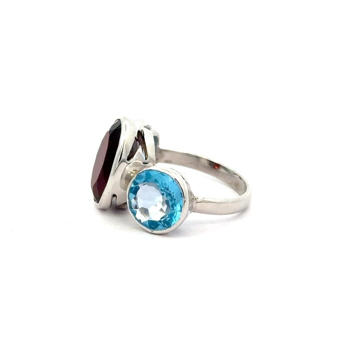 En vente :  Bague en argent 925, sertie d'un chaton, avec trois pierres naturelles, cadeau de luxe 3