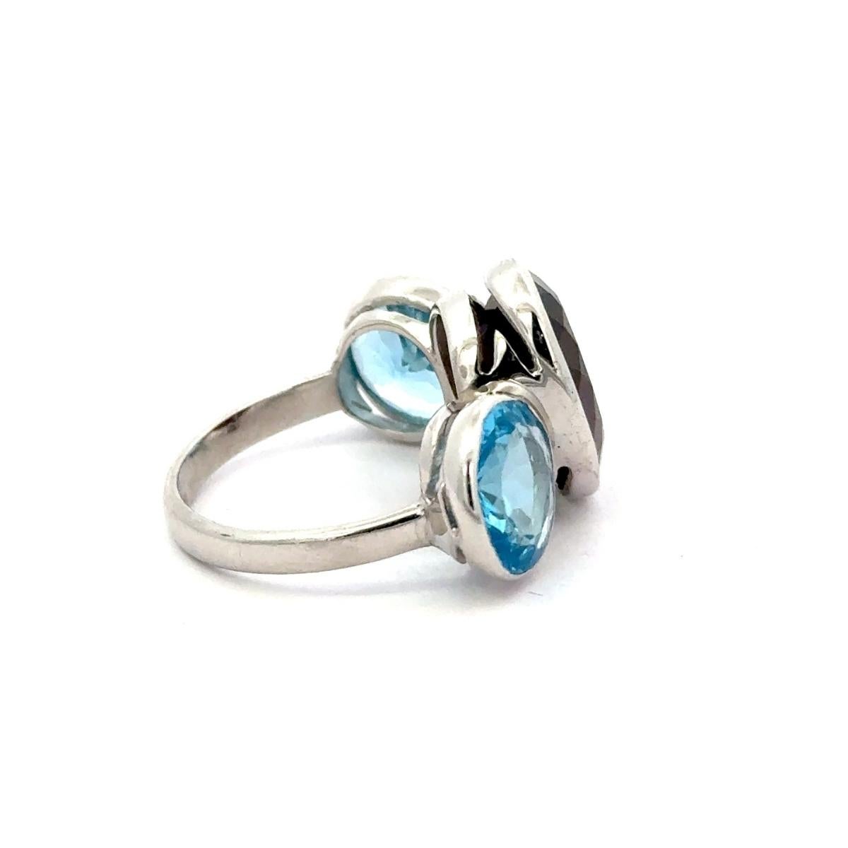 En vente :  Bague en argent 925, sertie d'un chaton, avec trois pierres naturelles, cadeau de luxe 4