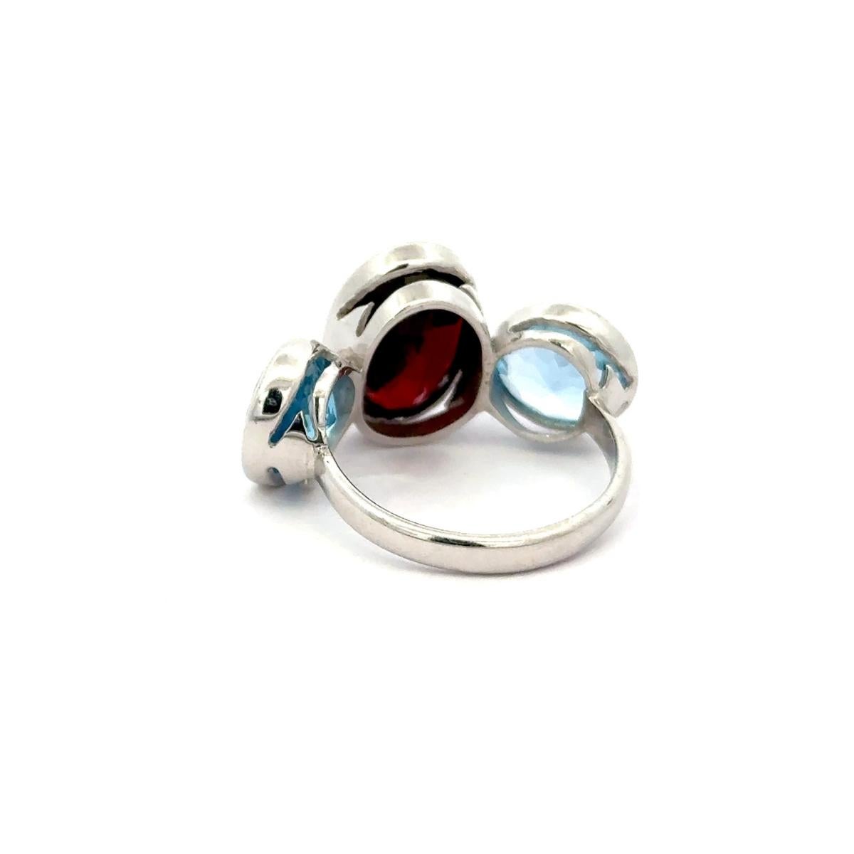 En vente :  Bague en argent 925, sertie d'un chaton, avec trois pierres naturelles, cadeau de luxe 10