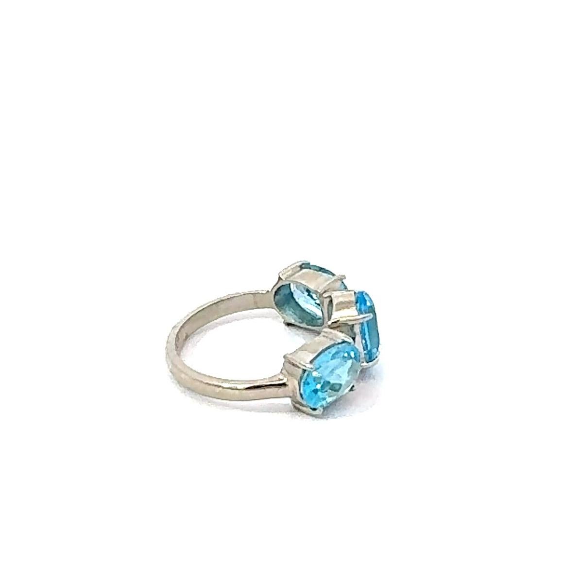 in vendita:  Anello d'ispirazione vintage con triplo topazio blu, dichiarazione unisex in argento 925. 3