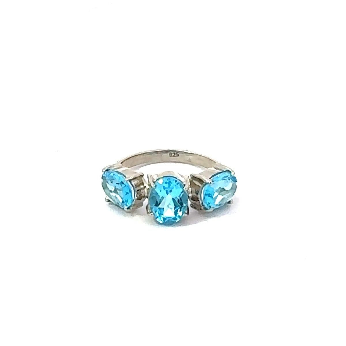 in vendita:  Anello d'ispirazione vintage con triplo topazio blu, dichiarazione unisex in argento 925. 5