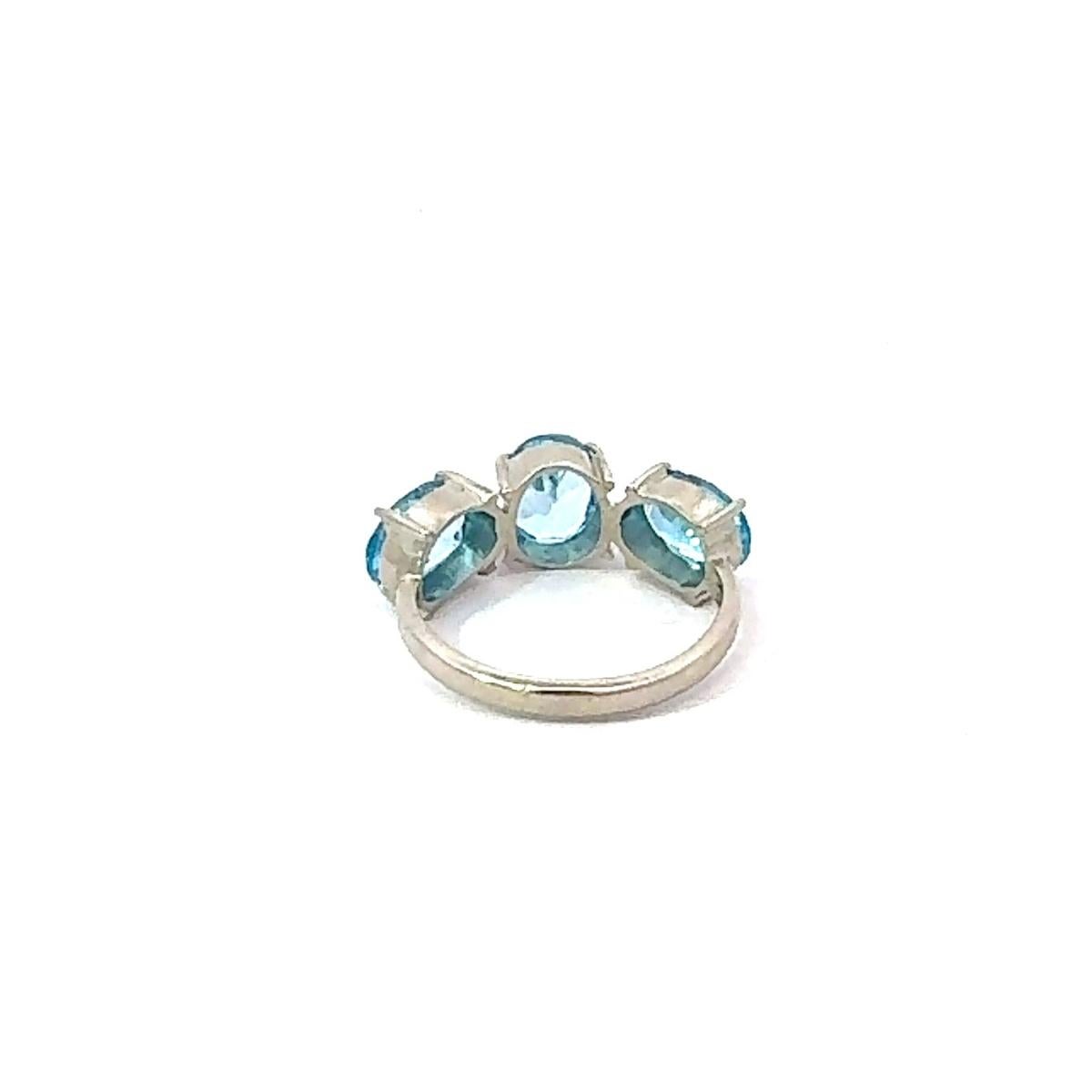 in vendita:  Anello d'ispirazione vintage con triplo topazio blu, dichiarazione unisex in argento 925. 4