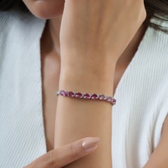 Bracciale a maglie con tormalina rosa Silvorra in argento sterling 925, 7,5 pollici