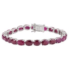 Bracelet « tennis » Silvorra avec rubis cramoisi de 25,05 carats, en argent 925 – Cadeau de luxe
