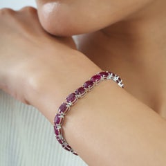Silvorra – Tennisarmband mit purpurrotem Rubin (25,05 Karat) aus 925er Silber – Luxuriöses Geschenk