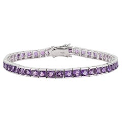 Silvorra Round Cut Amethyst Tennis Bracelet Channel Set in 925 Sterling Silver