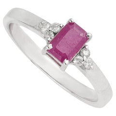 Silvorra Lush Pink Ruby and Diamond Cluster Timeless Ring in 925 Sterling Silver