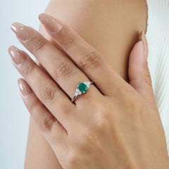 Bague de fiançailles « Promise » Silvorra en onyx vert, en argent 925, avec des côtés ornés d'un bouquet de diamants