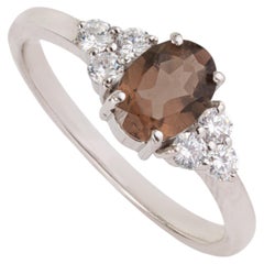 Silvorra – zierlicher Ring mit Smoky-Topas und Diamanten in 925er Sterlingsilber