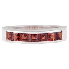 Silvorra 1.48CT Geometric Square Garnet Channel Set Band Ring in Solid Silver
