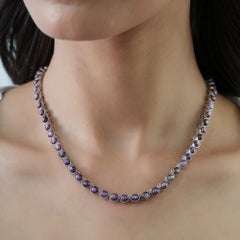 Sterling Silver Classic 16.5 Inch Star Ruby Gemstone Tennis Necklace by Silvorra