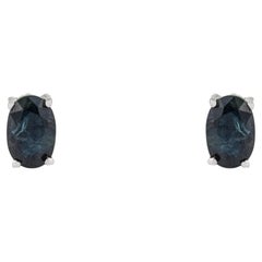 Silvorra Everyday Wear Saphir-Ohrringe aus Sterlingsilber mit Vier-Griff-Fassung