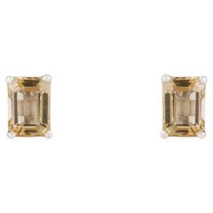 Geometric Citrine Stud Earrings by Silvorra Birthday Gift in 925 Sterling Silver