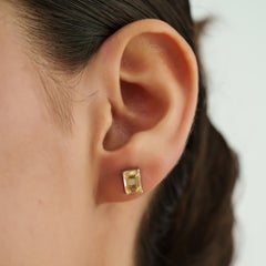 Geometric Citrine Stud Earrings by Silvorra Birthday Gift in 925 Sterling Silver