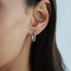 Sterling Silver 1.5 mm Amethyst Hoop Earrings by Silvorra for Thanksgiving Gift