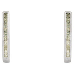 Silvorra 0.3 Carat Peridot Gemstone J Hoop Earrings in 925 Solid Silver, 18.4 mm
