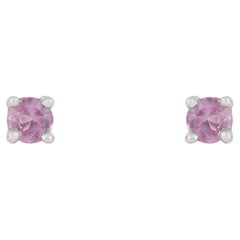 0.27 ct Round-Cut Pink Sapphire Prong-Set Stud Earrings in 925 Sterling Silver