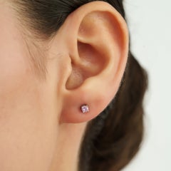 0.27 ct Round-Cut Pink Sapphire Prong-Set Stud Earrings in 925 Sterling Silver