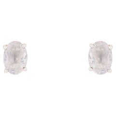 SILVORRA 925 Sterling Silver Natural Oval Cut 1.51 ct Rose Quartz Stud Earrings