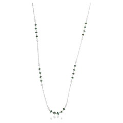22.2ct Emerald and Pearl Necklace in Sterling Silver by Silvorra