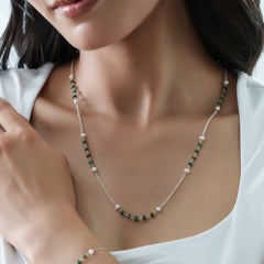 22.2ct Emerald and Pearl Necklace in Sterling Silver by Silvorra