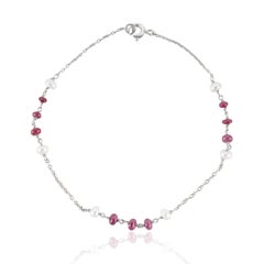 Braccialetto Silvorra con rubini da 2,74 carati e perle, in argento sterling 925
