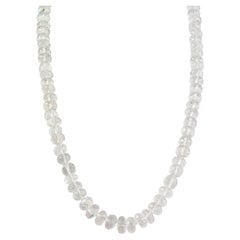 424 Carat Clear Quartz Sterling Silver Clasped Bead Necklace for Graduation Gift