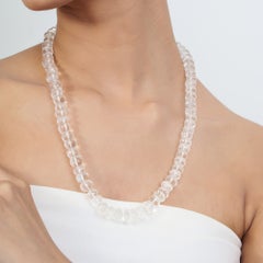424 Carat Clear Quartz Sterling Silver Clasped Bead Necklace for Graduation Gift