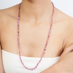 Silvorra Modernist 70ct Pink Tourmaline Beaded Necklace, 26 Inches