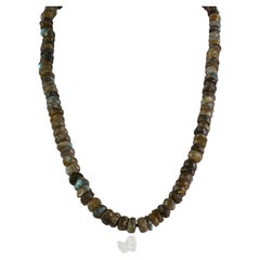 Silvorra 239 CTW Labrodorite Bead Necklace, 19" Length Handcrafted Fine Jewelry